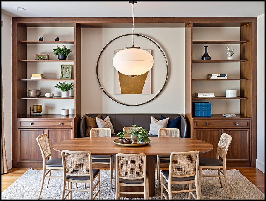Architectural interior rendering of a dining room
